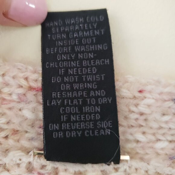 Magaschoni Pale Pink Confetti Speckle Chunky Wool Alpaca Blend Sweater Sz MED - Picture 12 of 16